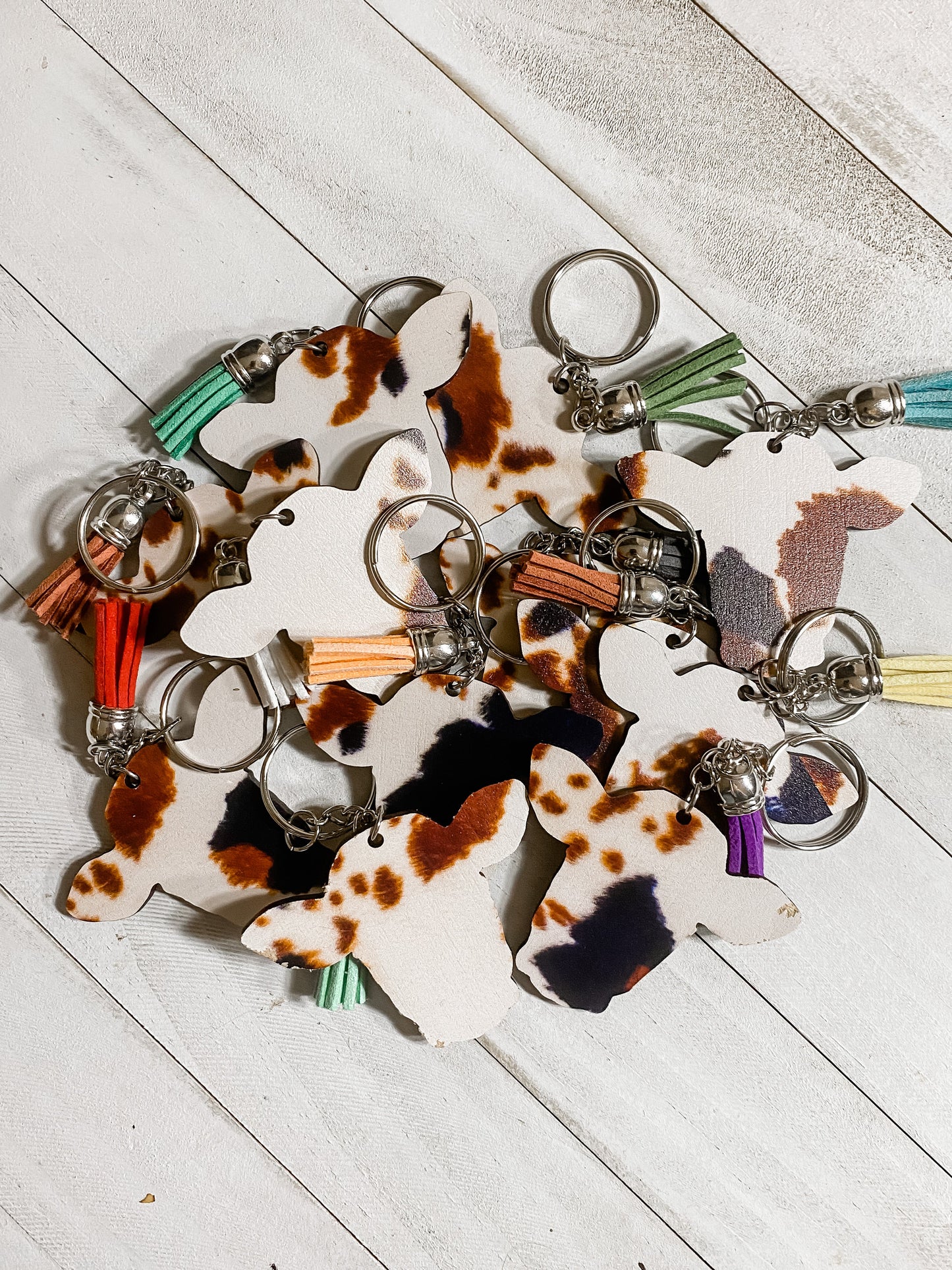 Cow Print Cow Head Keychain