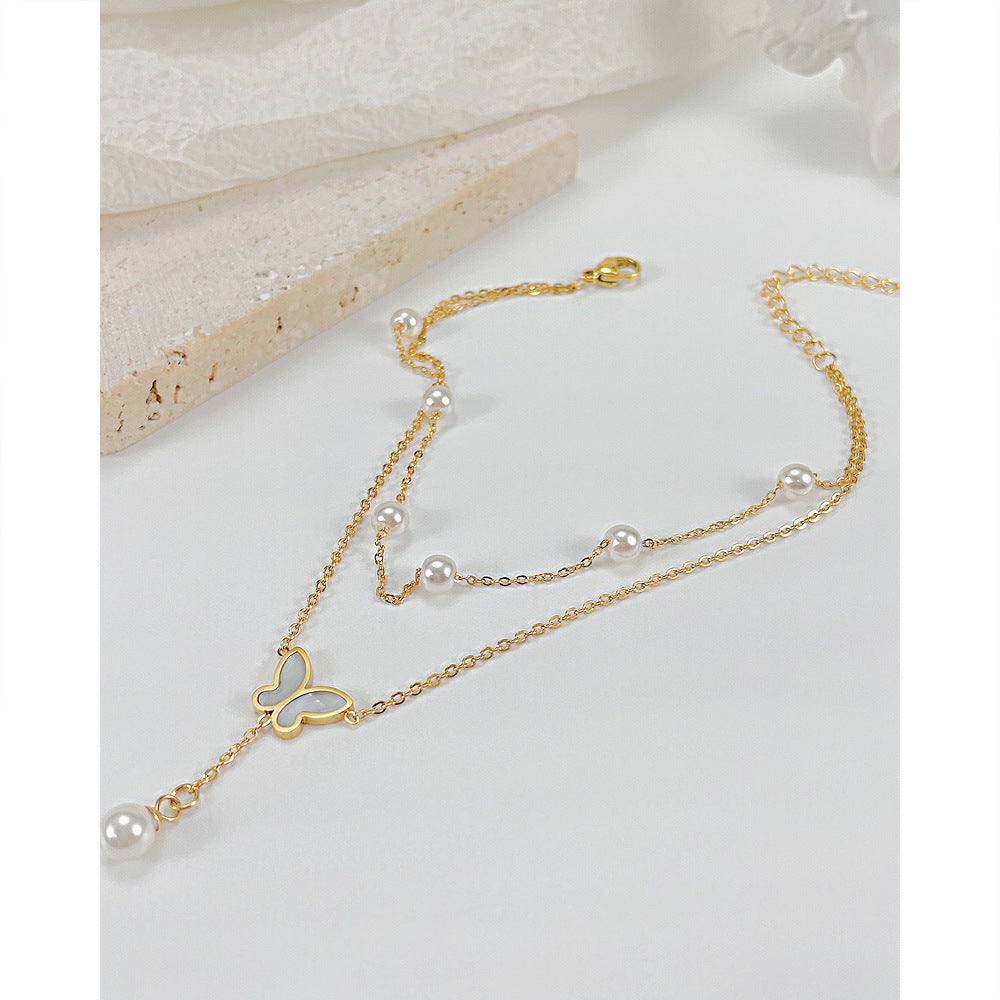 *RTS* Butterfly Pearl Anklet
