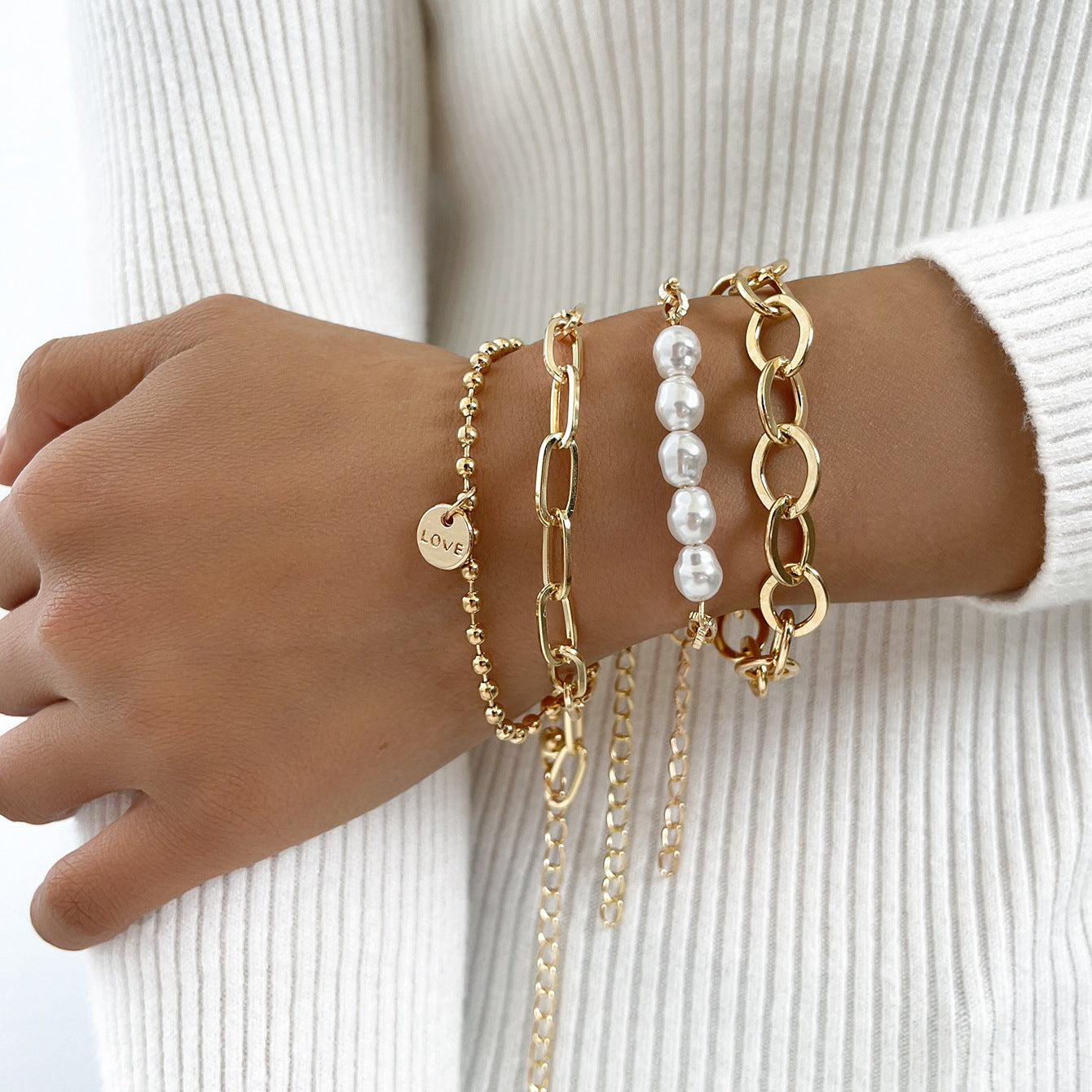 RTS: Gold Love Bracelet Stack