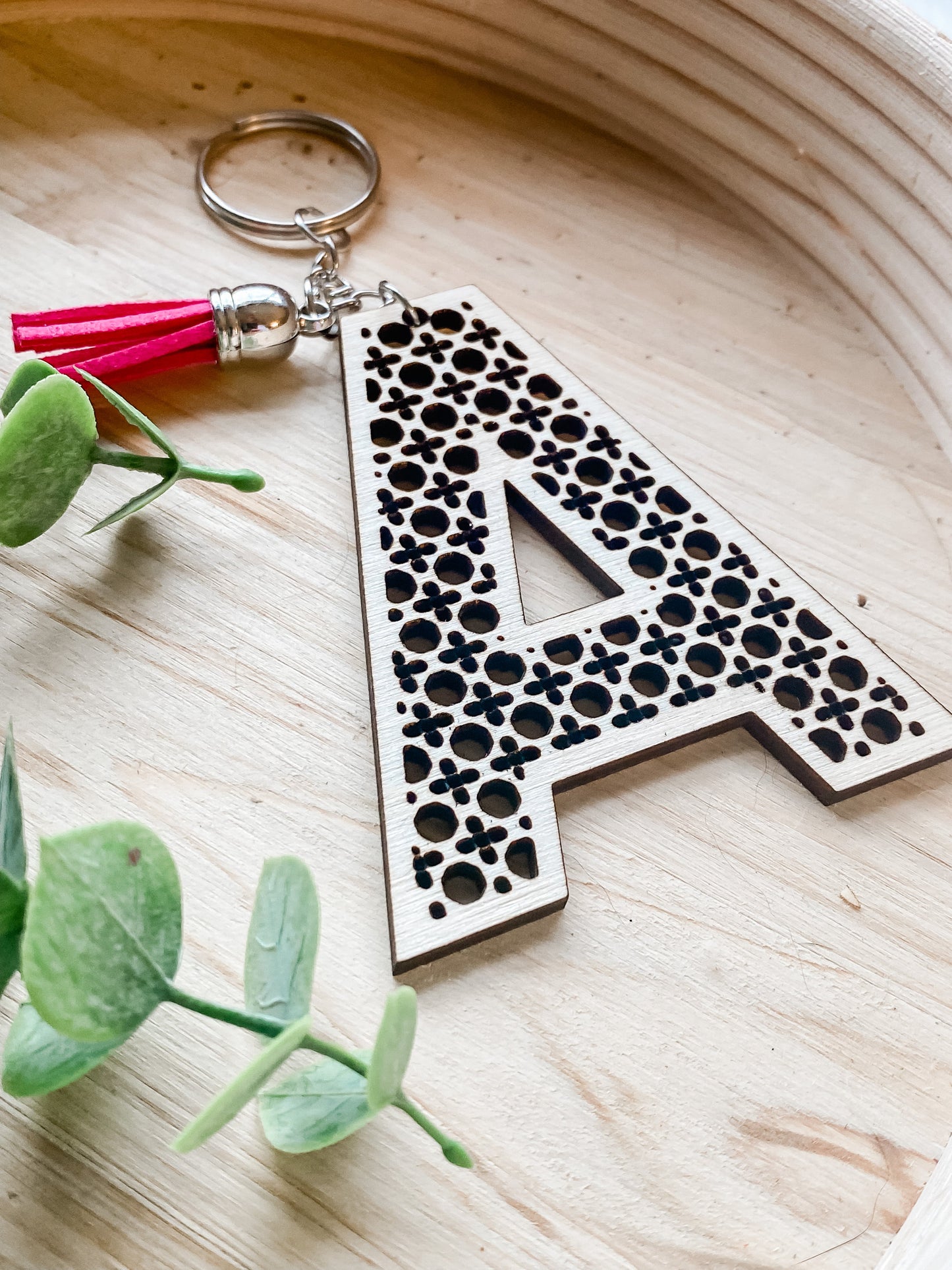 Rattan Initial Keychain