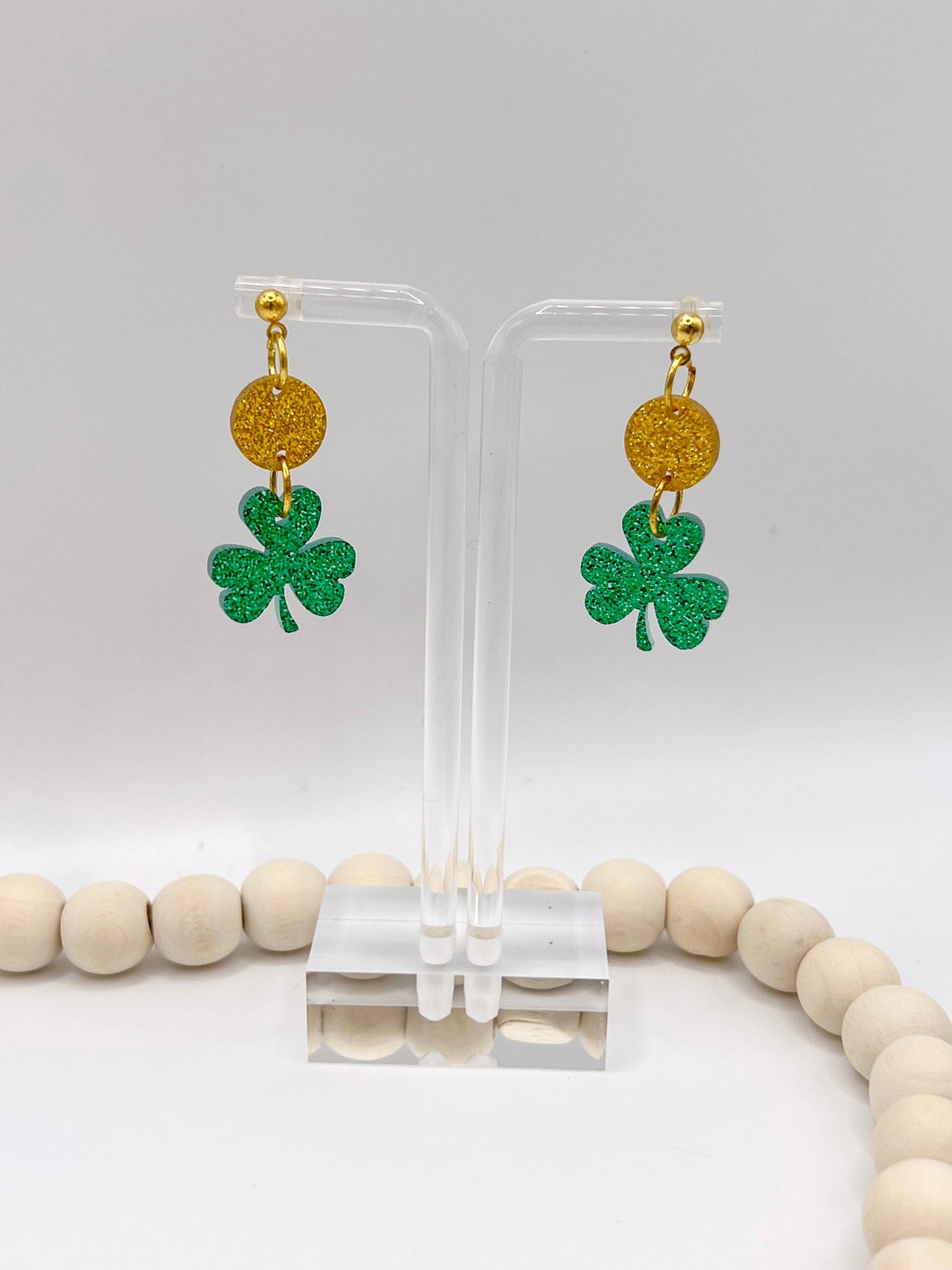 *RTS* Glitter Shamrock Drop Studs