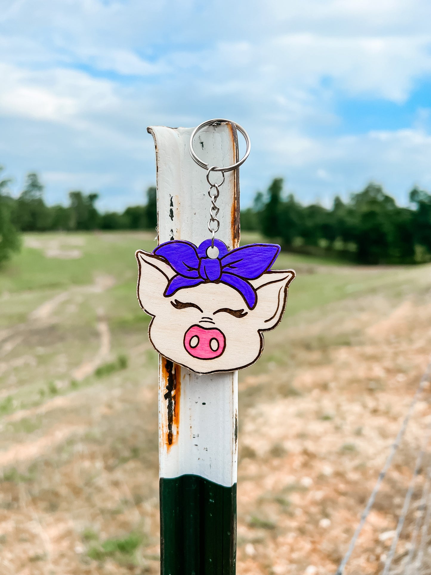 Painted Pig Bandana Keychain