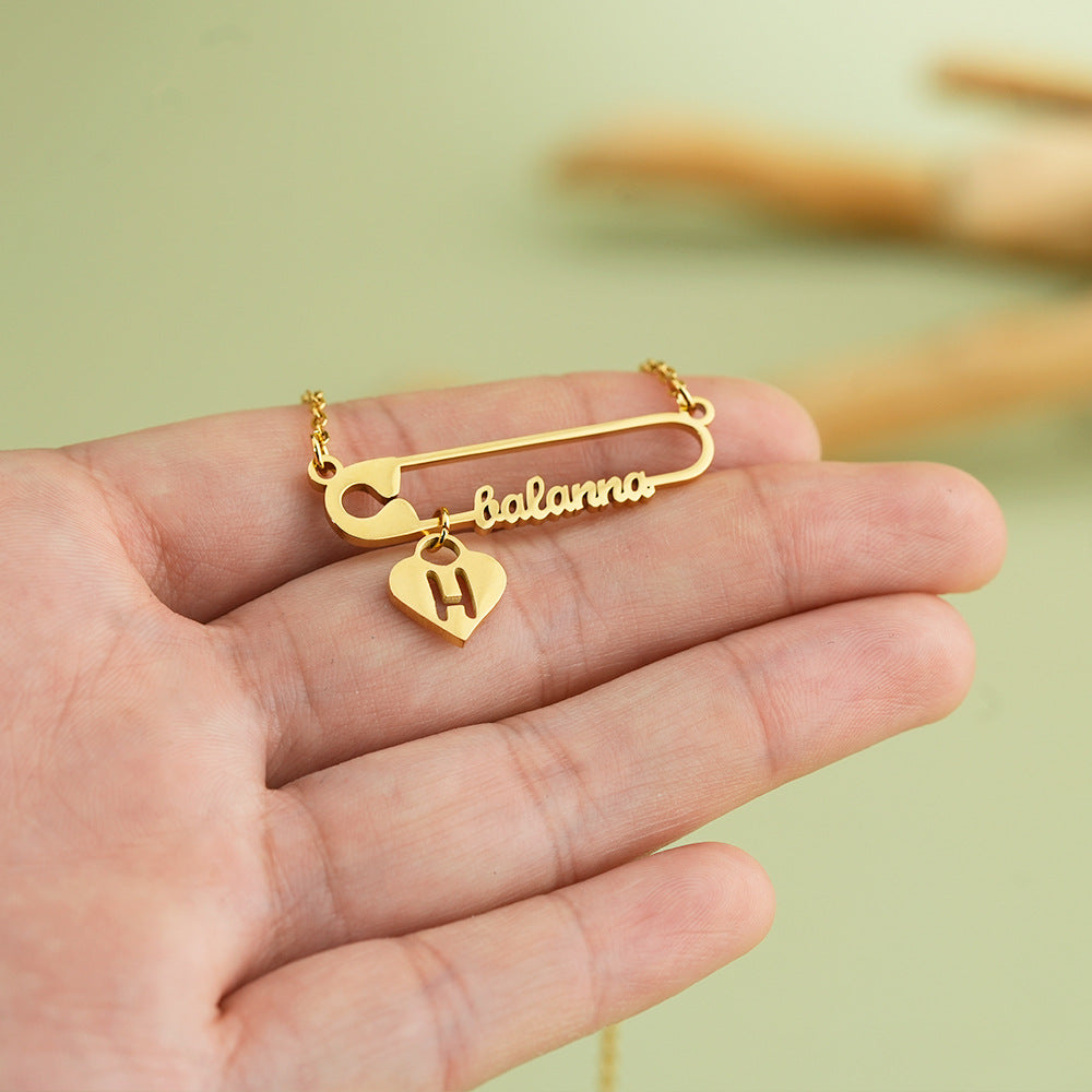 *Preorder: Safety Pin Initial Name Necklace*