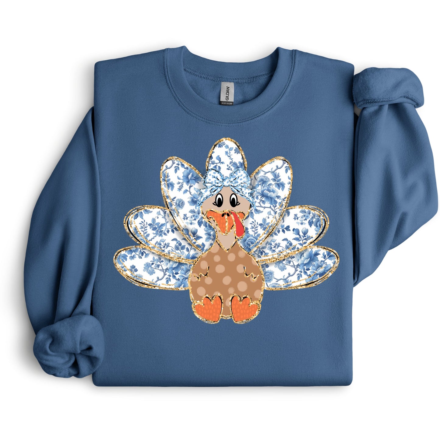 Blue Floral Turkey Sweatshirt.