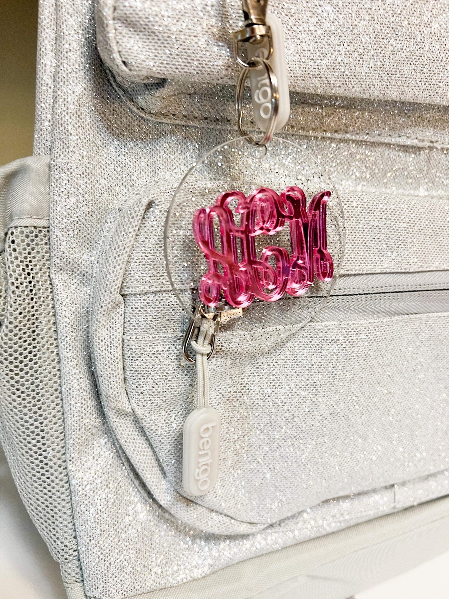 Custom Pink Monogram Bag Tag