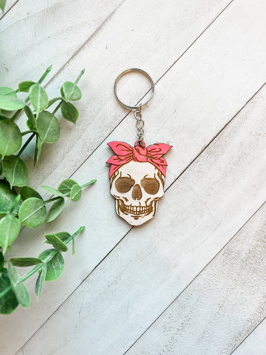 Skull Red Bandana Mama Keychain