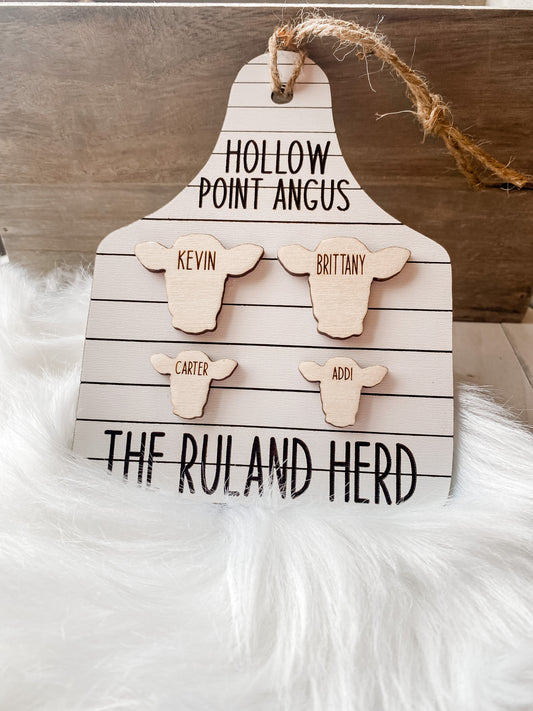 Custom Family Cow Tag Ornament