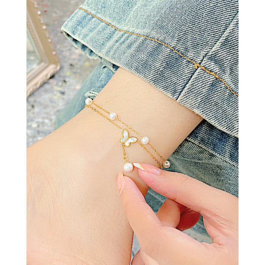 *RTS* Butterfly Pearl Anklet