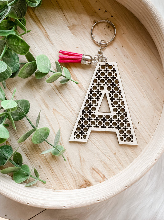 Rattan Initial Keychain