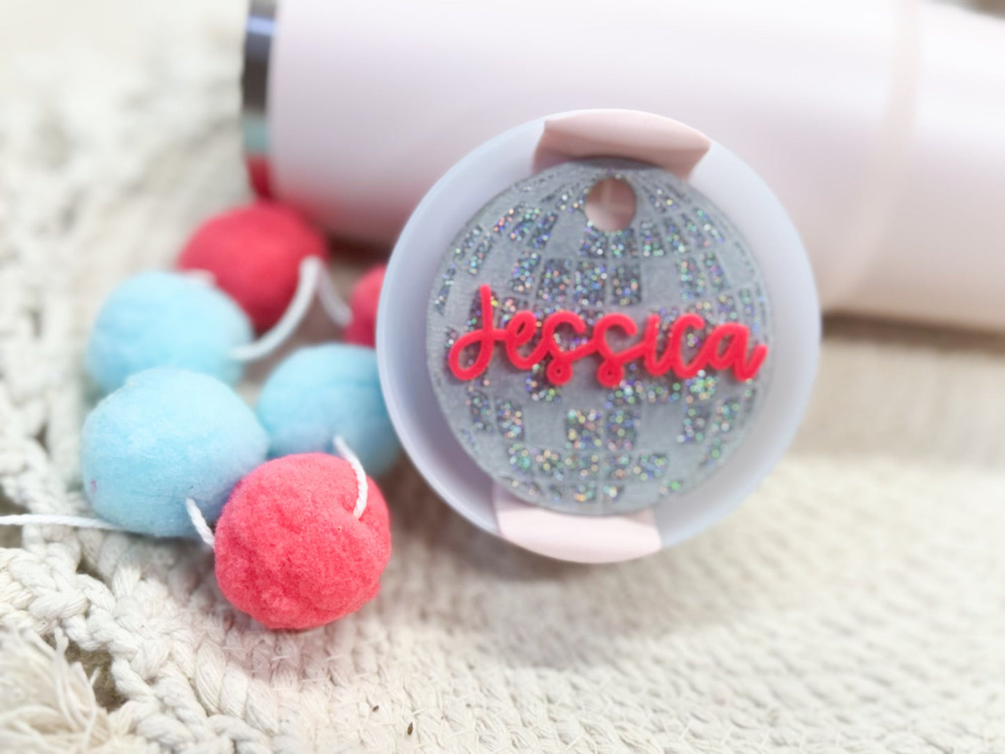 Personalized Disco Ball Cup Tag