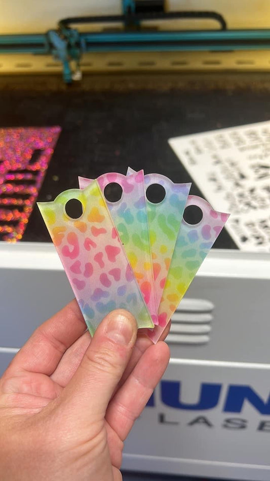 Blank Rainbow Cheetah Cup Tags