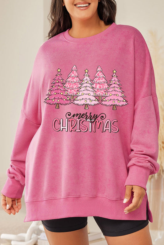 Plus Size Pink Merry Christmas Sweatshirt RTS