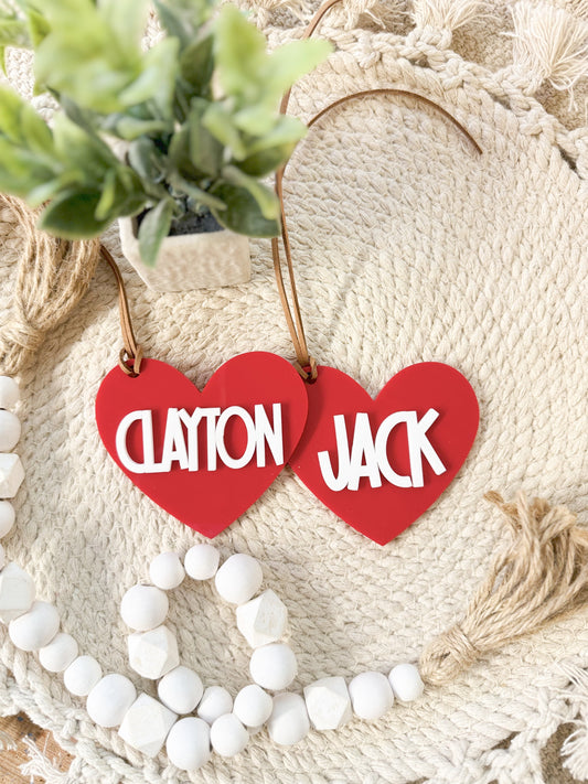Red and White Heart Tags