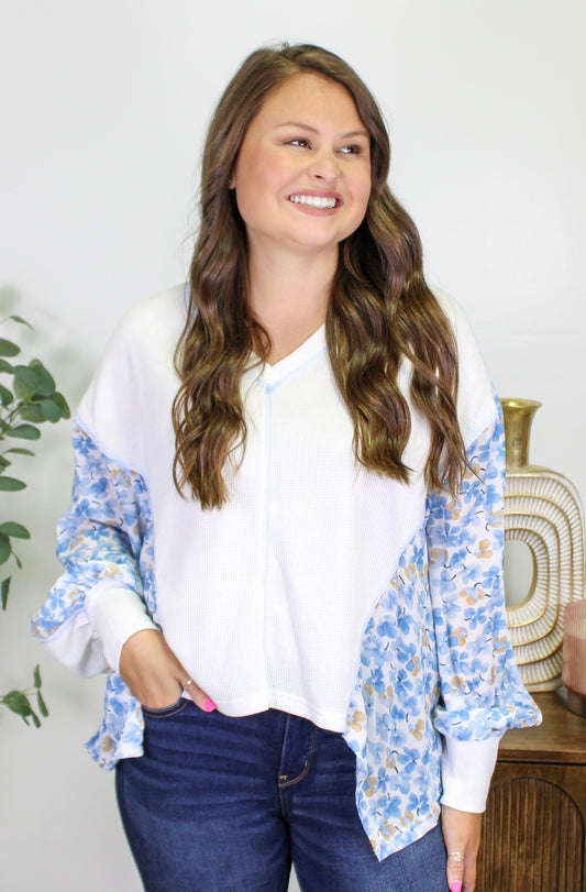 Blue Floral Blouse RTS