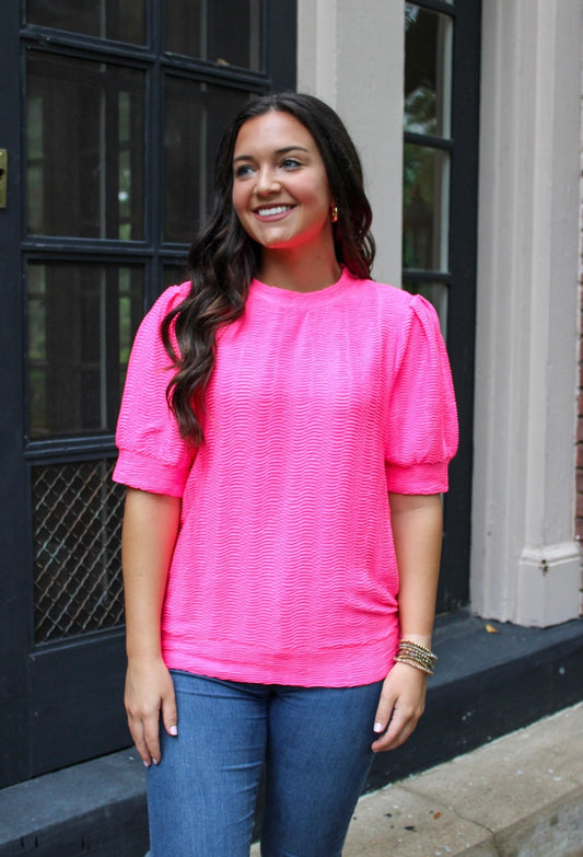 Pink Puff Sleeve Blouse RTS