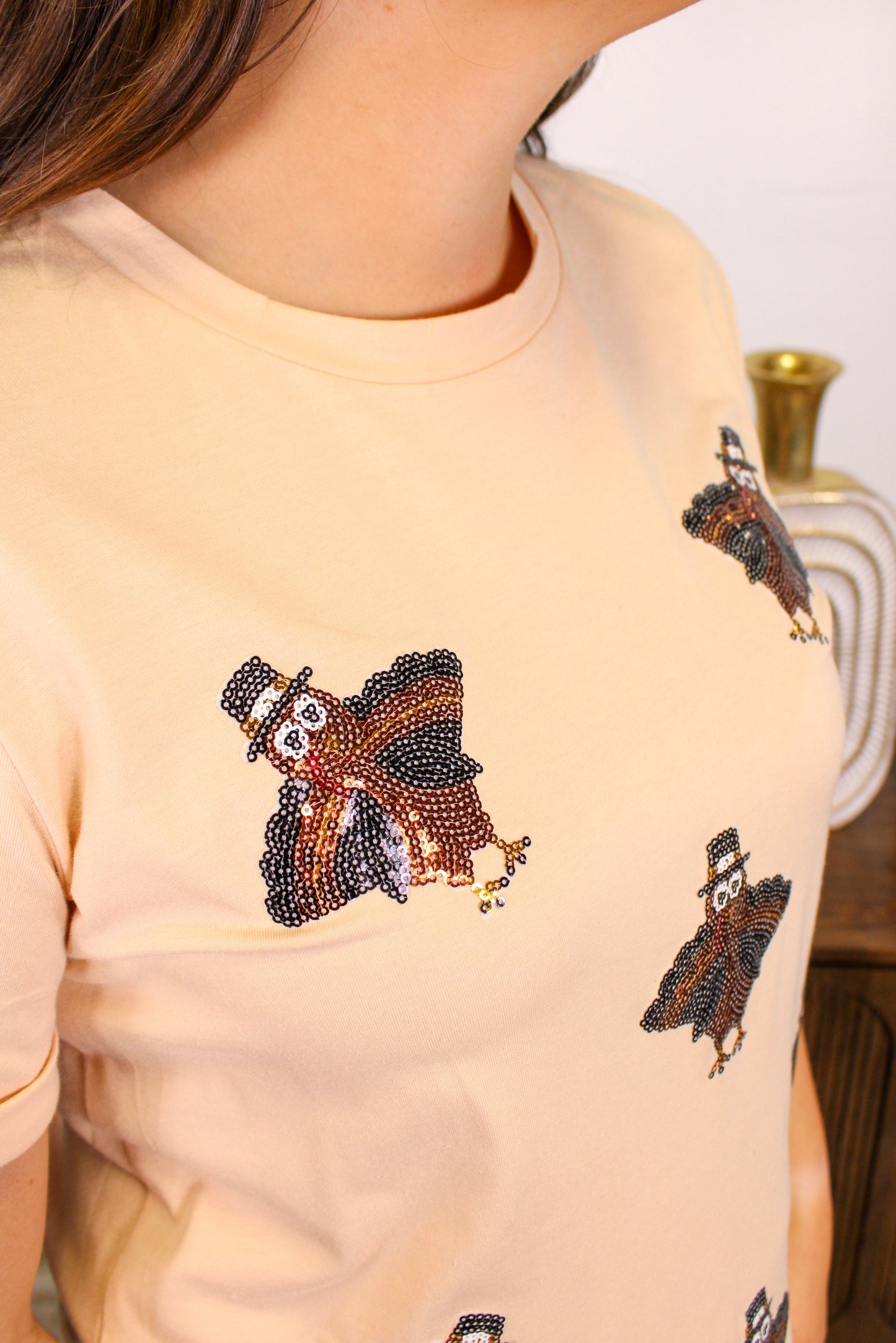 Sequin Turkey Tee October.