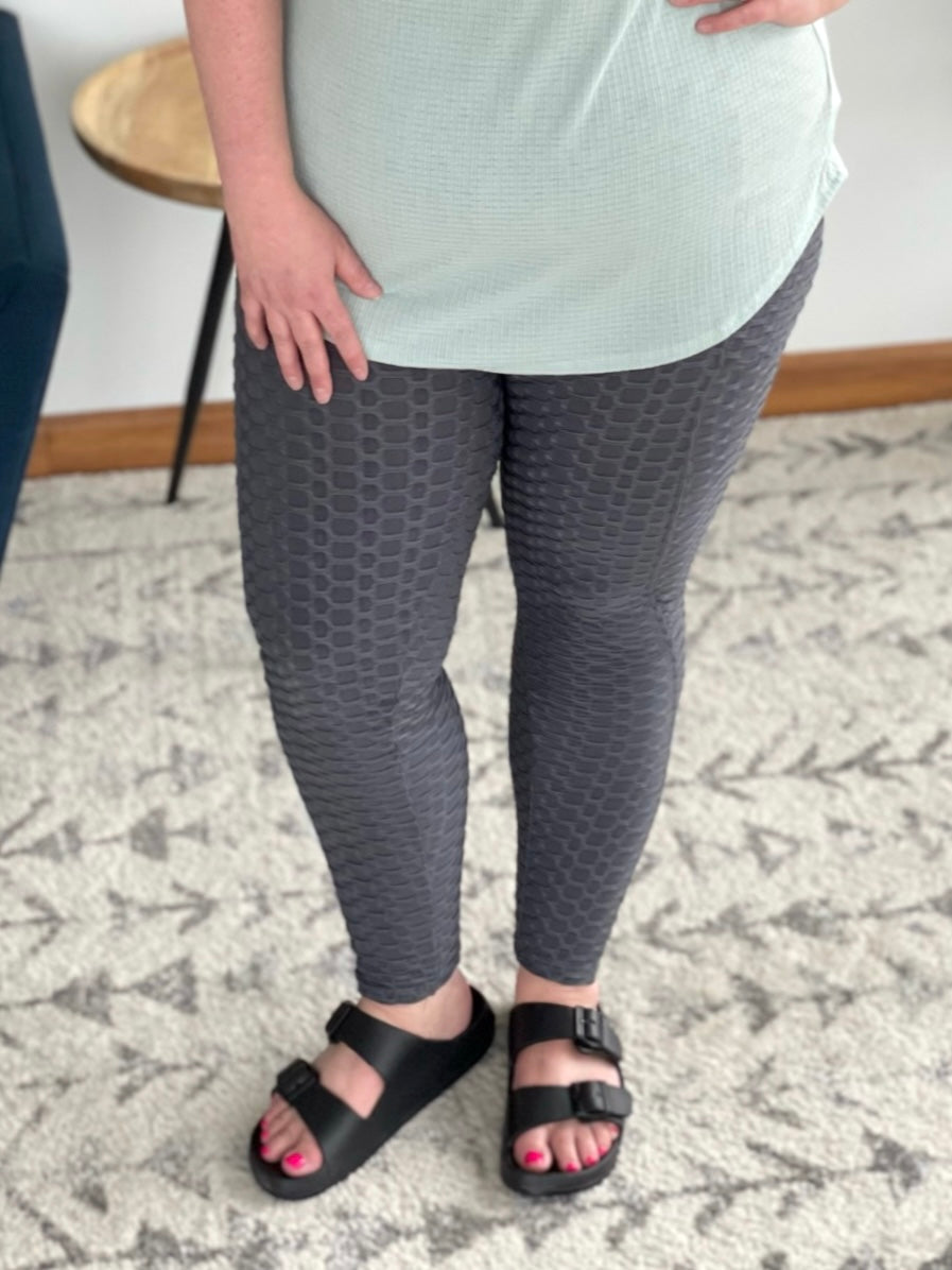 Take It Easy Tik-Tok Pocket Leggings in Grey