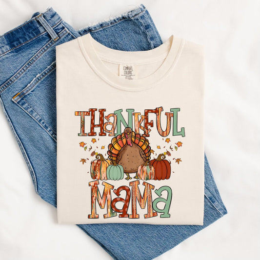 Thankful Mama With Turkey SWEATSHIRT.