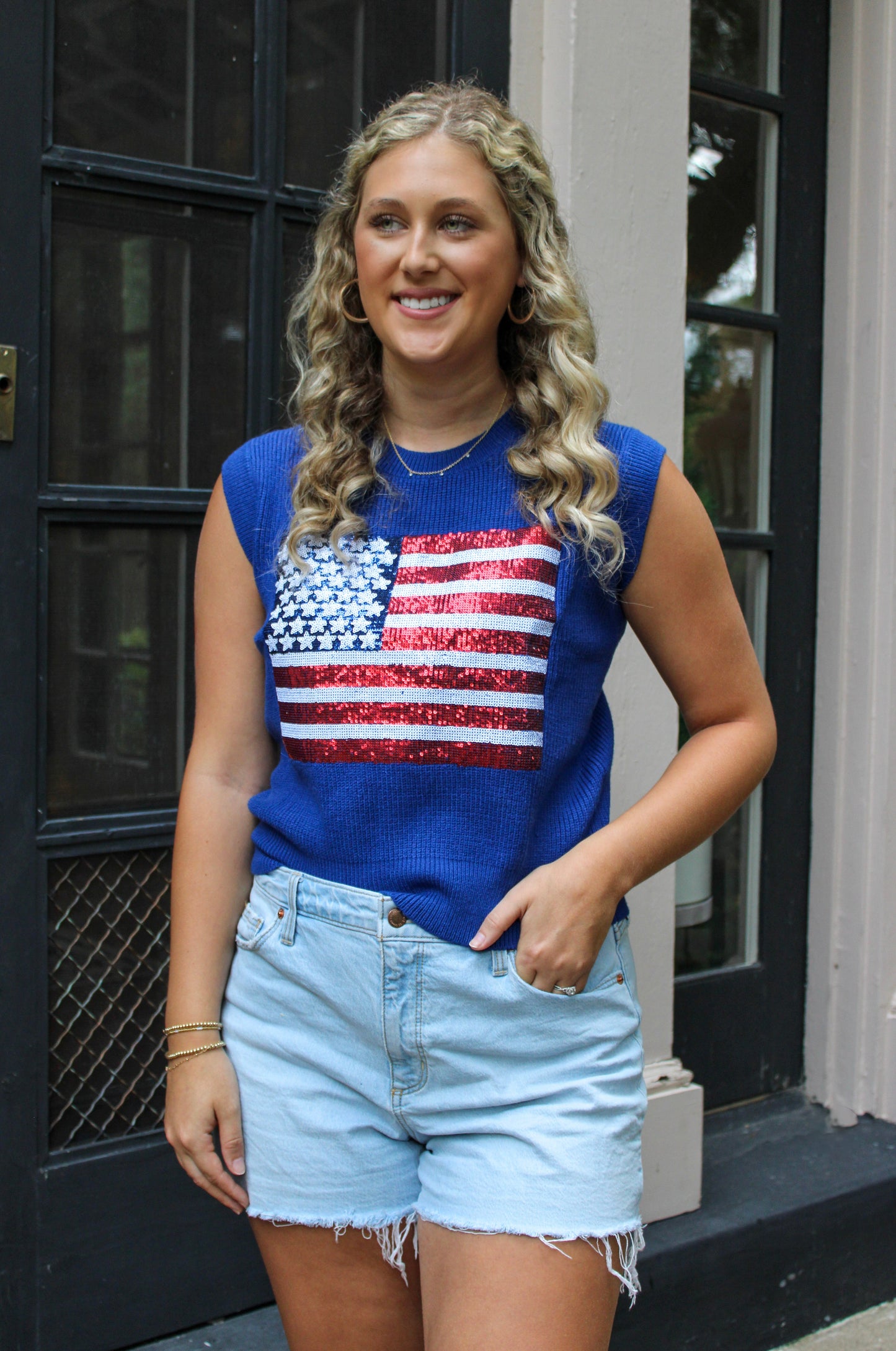 American Flag Sequin Top RTS