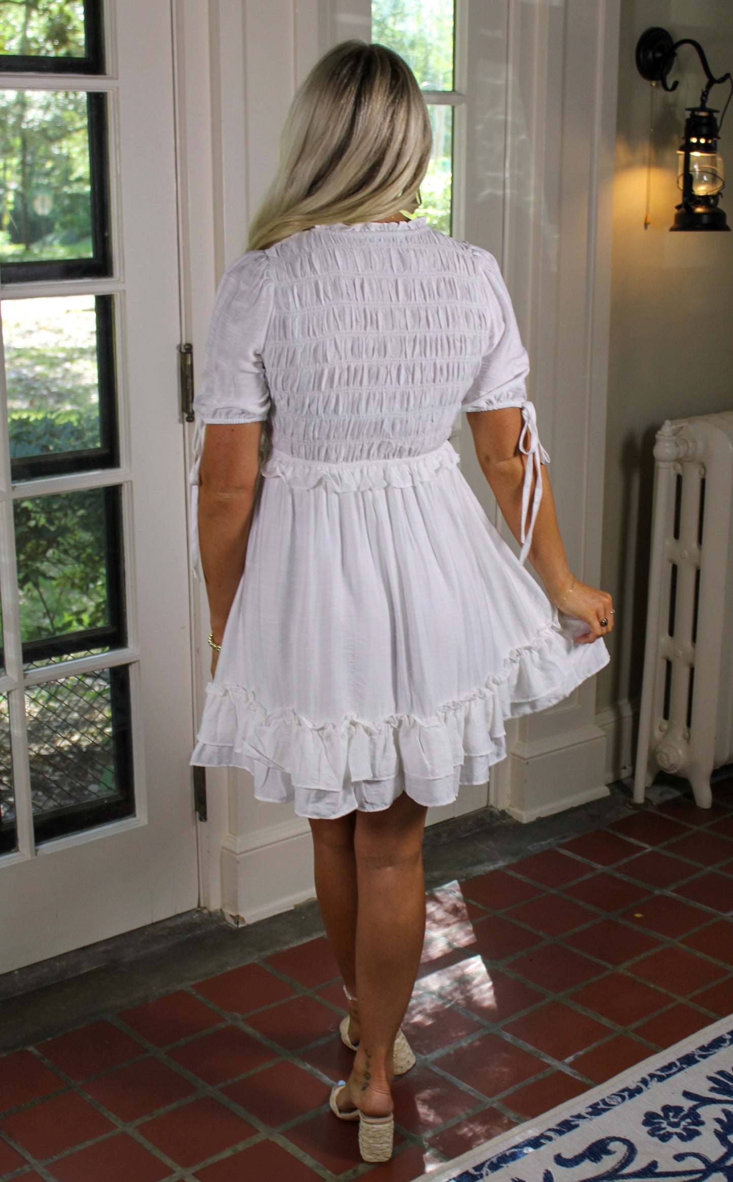 Smocked White Mini Dress LT