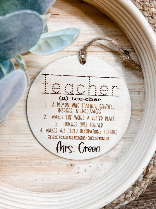 Teacher Definition Ornament Personalized