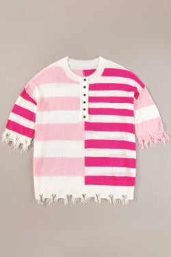 Distressed Pink Striped Sweater RTS