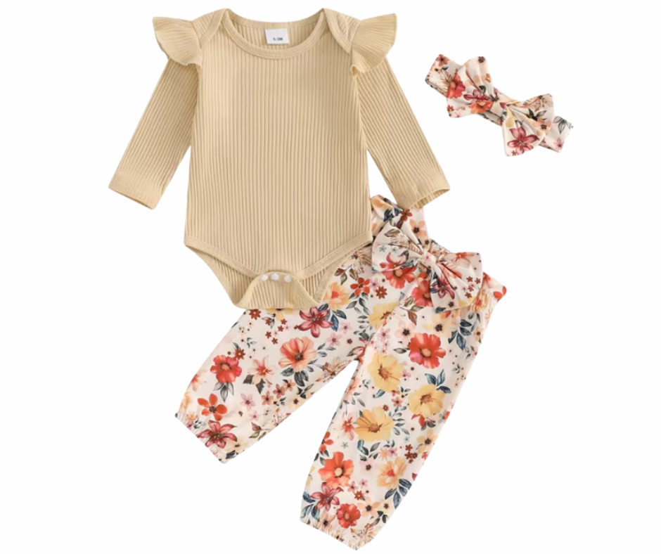 Yellow Red Floral Pant Set