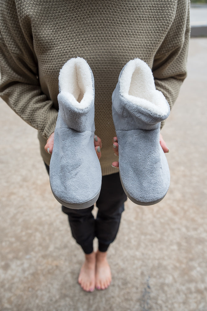 Around the House Slipper Boots in Gray