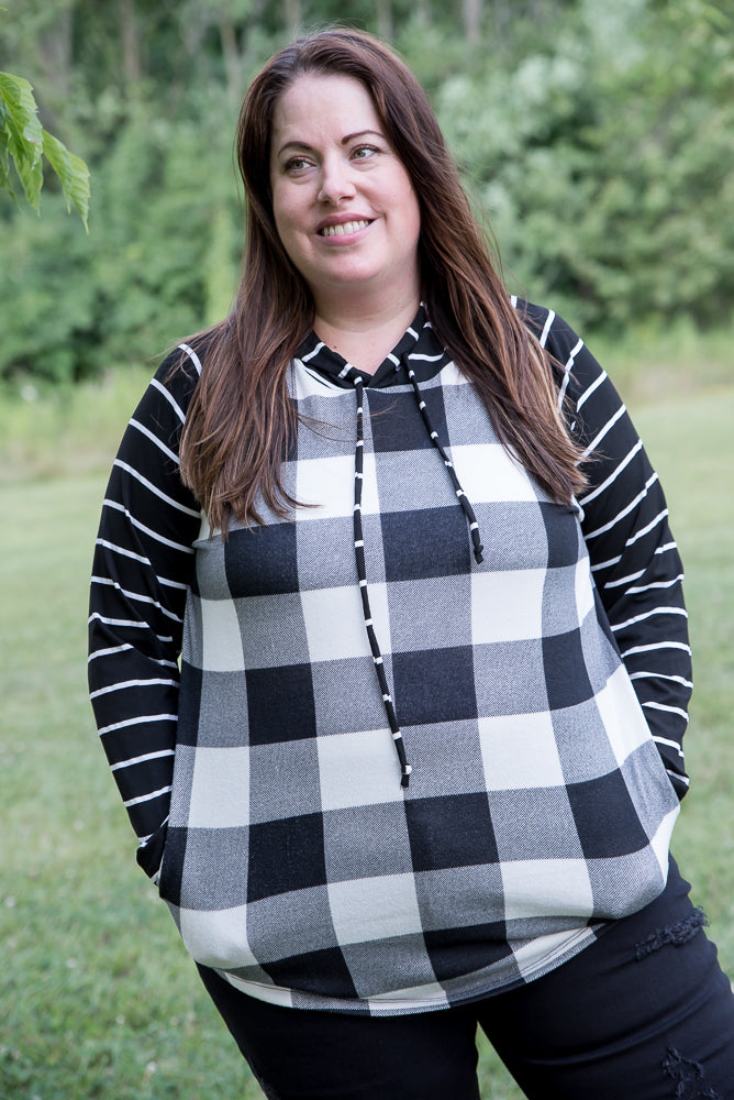 Fabulous in White Plaid Hoodie