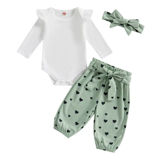 Green Heart Pant Long Sleeve Set