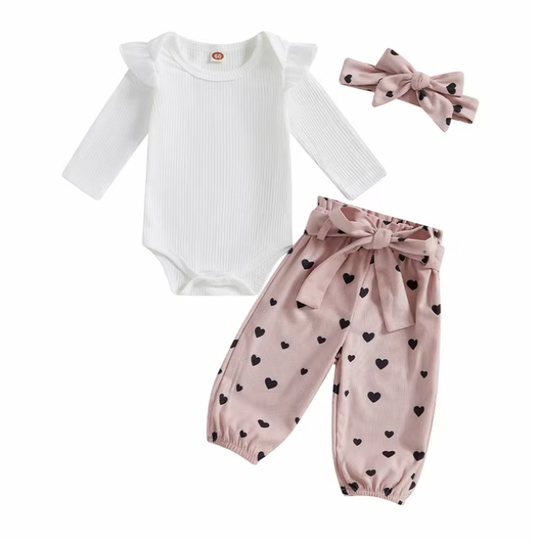 Pink Heart Pant Long Sleeve Set