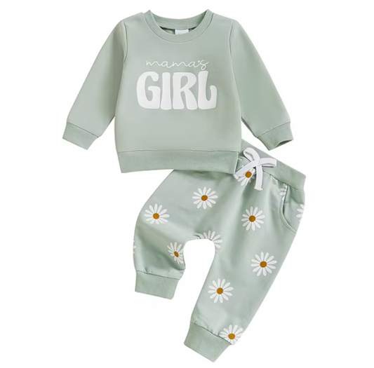 Green Mama's Girl Daisy Lounge Set