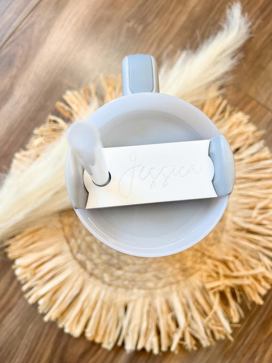 White with White Name Cup Tags